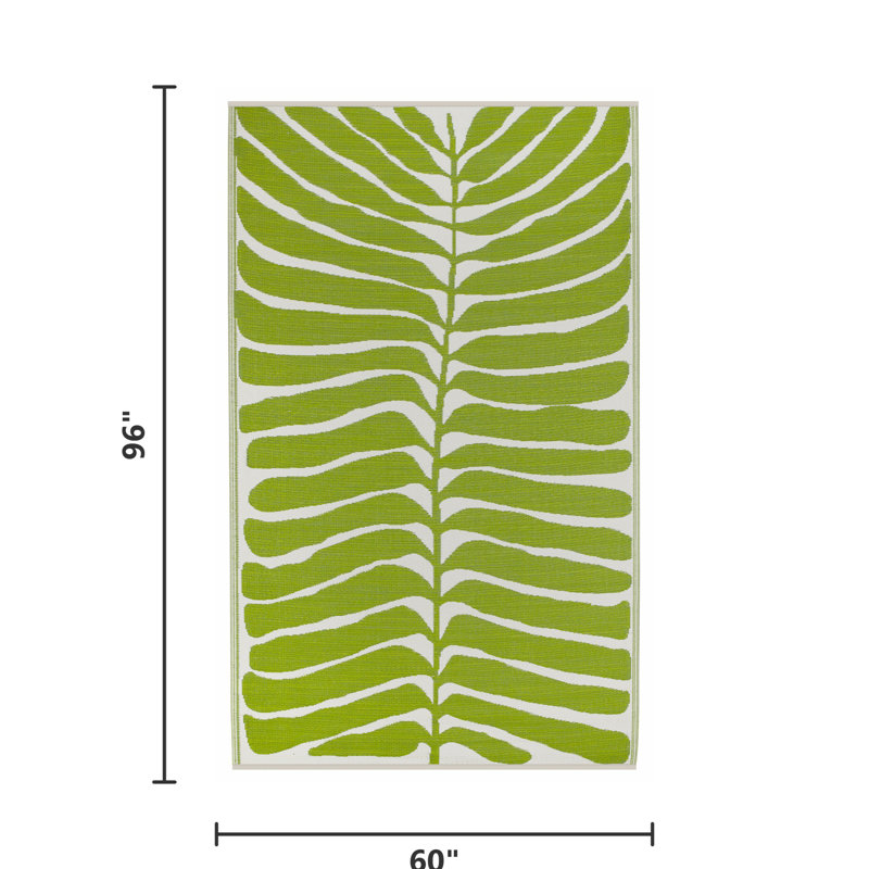 Outdoor Rug Plastic Straw Rug Waterproof Patio Joelouis, Rectangle 5' x 8', Hilo - Green