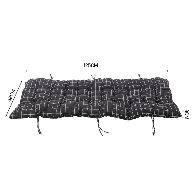 Seat Cushion, 125cm W x 48cm D, Black