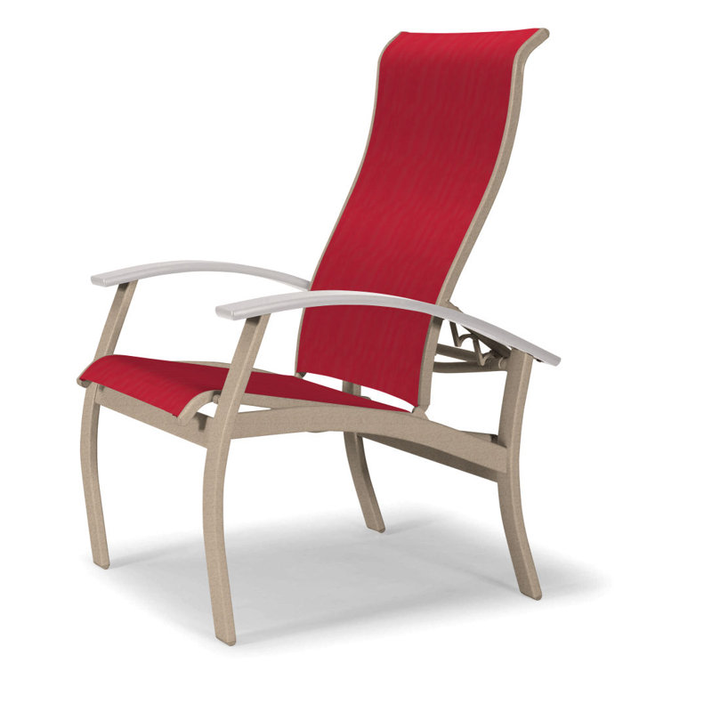 Chaise de patio Askar, Rouge 1D Sunbrella®, Blanc, Désert texturé