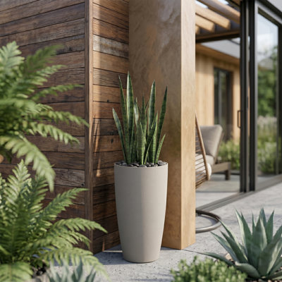 Ensemble de 2 jardinières de 56 cm de hauteur avec plateau amovible, chai