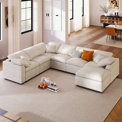 Canapé modulaire modulaire en chenille avec repose-pieds mobile