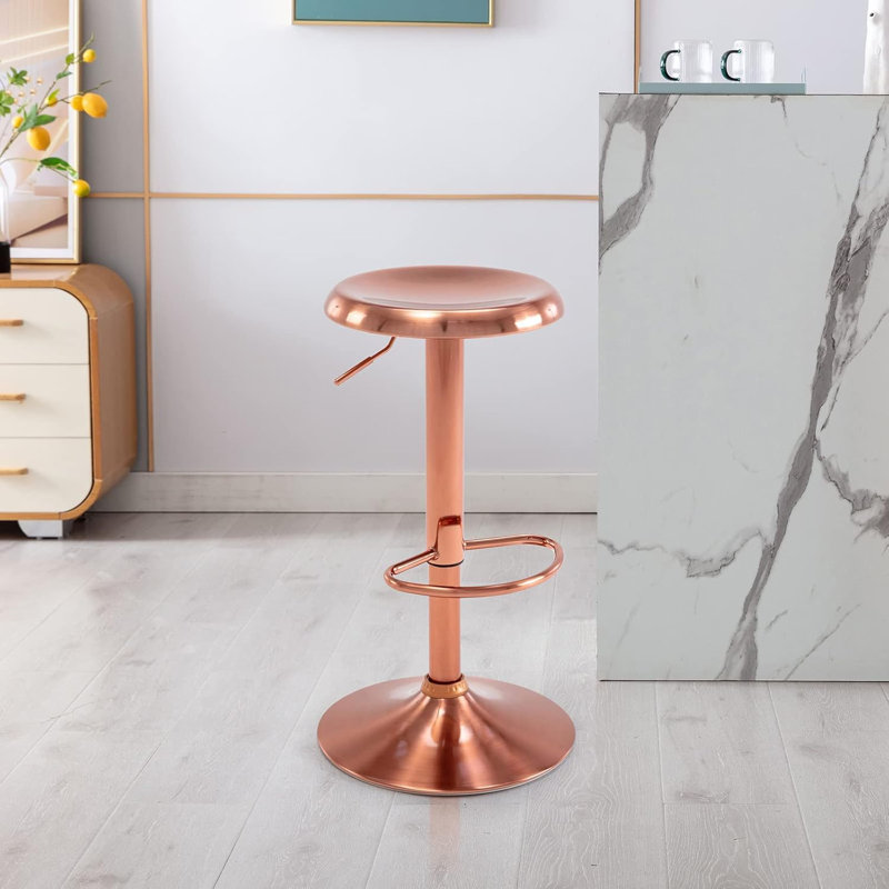 1Pc Bar Stools, Adjustable Height Swivel Bar Stools, Metal Airlift Barstools, Backless Counter Height Bar Chairs for Kitchen Dining Room Pub Cafe