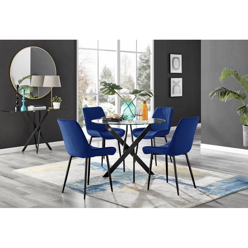 4 - Person Dining Set, Navy/Black