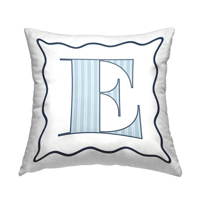 Polka Dot Blue Letter Polyester Throw Pillow, 18x18