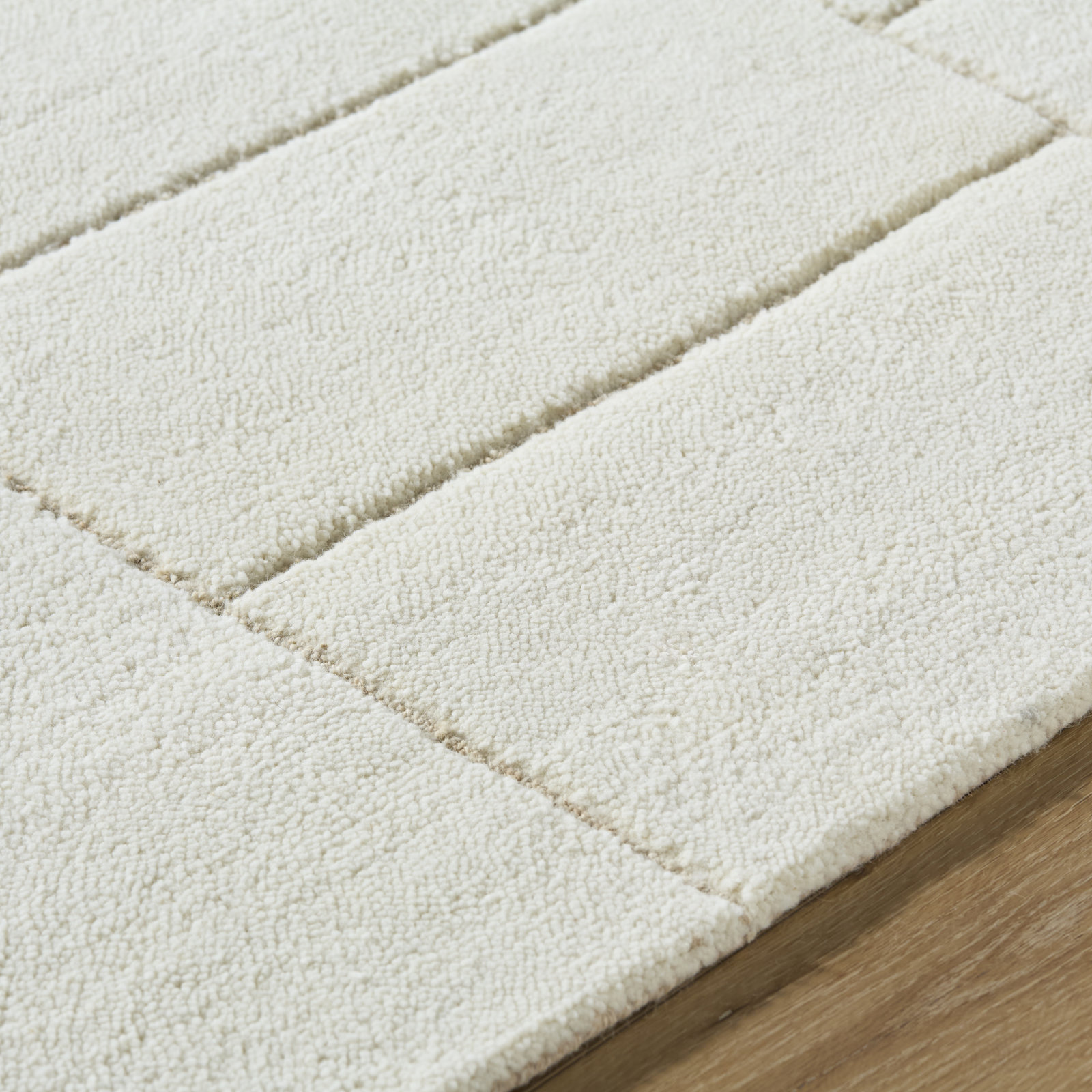 Hand-Tufted Geometric Ivory Rug, Rectangle 9' x 12'