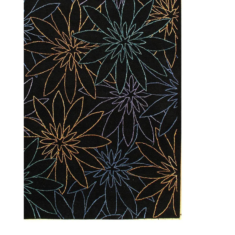 Floral Area Rug in Black