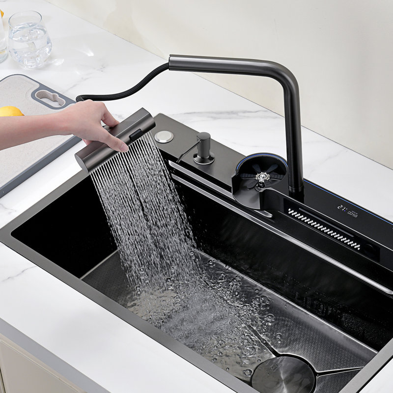 Évier de cuisine à encastrer en acier inoxydable 304 L 29,5 po x l 18,25 po avec robinet