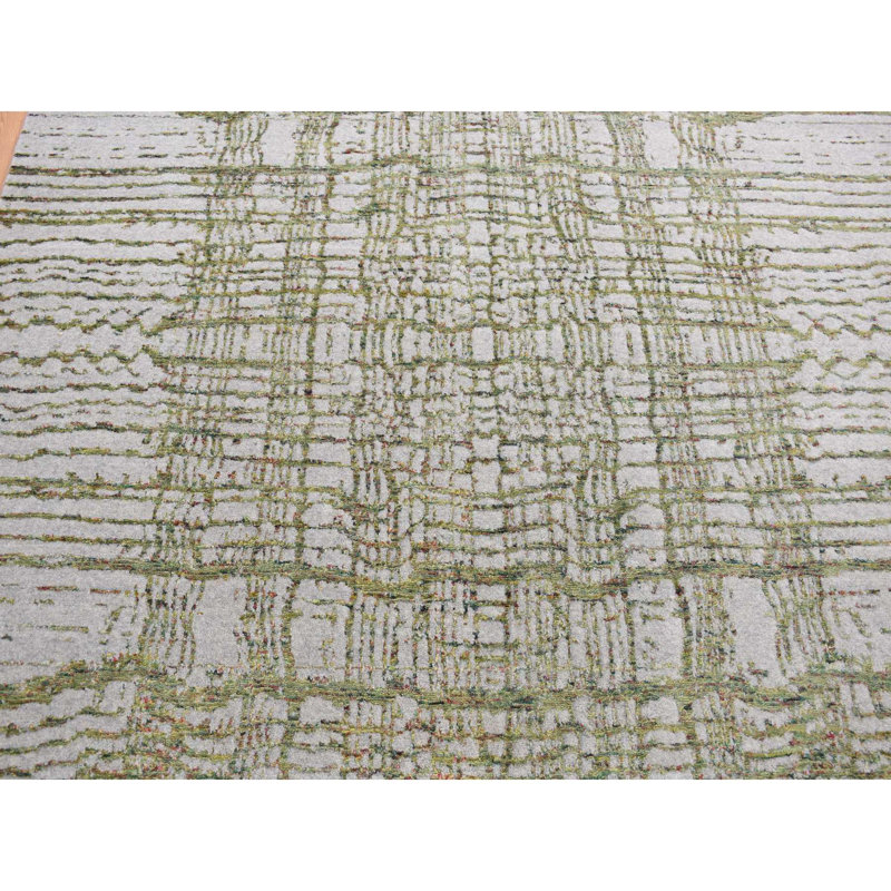 Tapis gris nouvel âge en soie 6 pi x 8 pi 9 po One-of-a-Kind Jessiqua