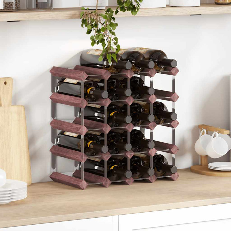 Porte-bouteilles de vin Danera, H 16,3 po x l 16,3 po x P 8,9 po, Brun