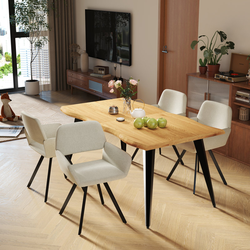 California Swivel Dining Chairs, 4, Beige