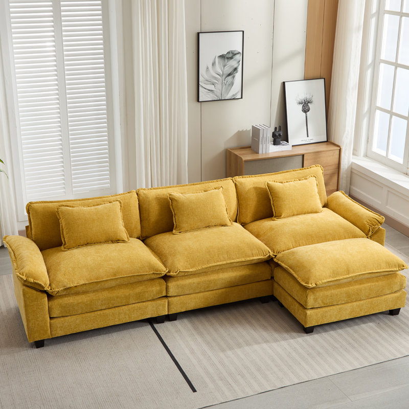 Canapé modulaire 120 po Comfy Cloud, Chenille jaune