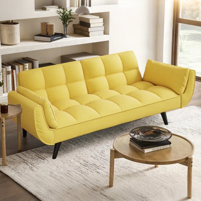 74 Inch  Sofa Soft Two Armrests Throw Pillow Pillow Comfortable Fit Apartment Bedroom Small Space