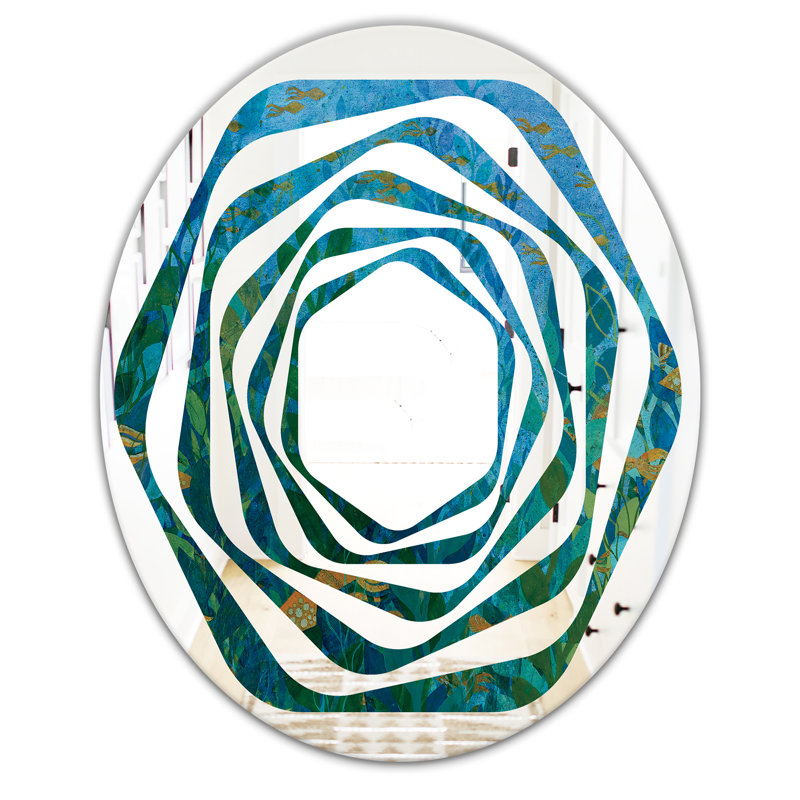 Miroir mural Coastal, H 23,6 po x l 23,6 po, Tourbillon abstrait ondulé