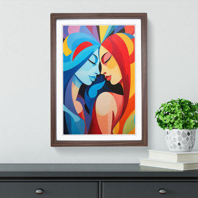 Two Women in Love Colour Field Art - Framed Print