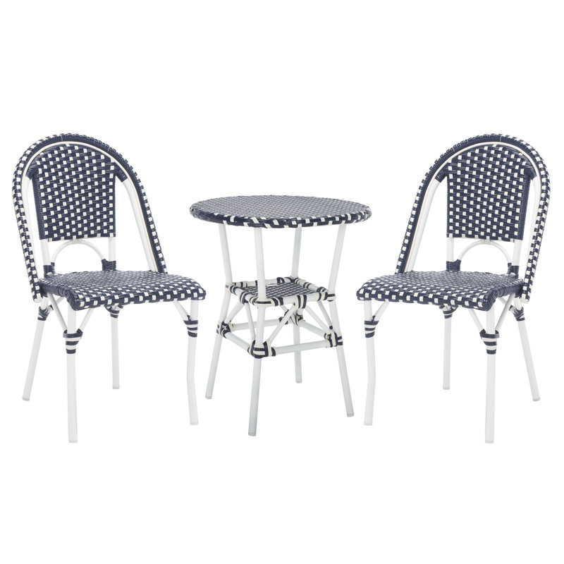Ensemble bistro 23,75 po Adreian, Bleu marine, Blanc