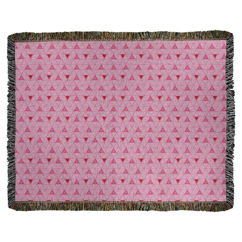 Hand Woven Throw Blanket, Pink, 80" W x 60" L