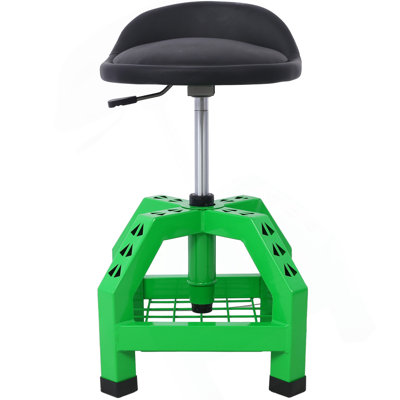 Pneumatic 360 Degree Swivel Stool, Mechanics Rolling Creeper Seat, Heavy Duty Rolling Mechanics Stool, Shop Stool With Casters Green