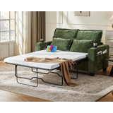 2-in-1 Pull-out Full Side Rv Sleeper Sofa Bed Convertible Chenille Sofa With 20w Fast Charging Led Light Memory Foam Couch Layered Cushion Trim