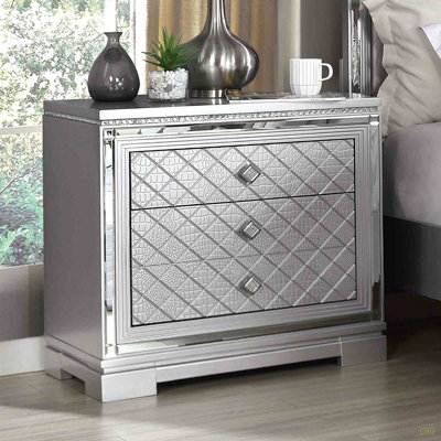 Glam Style 1Pc Table de chevet cachée porte-bijoux USB Port roulement à billes Glides meubles de chambre à coucher