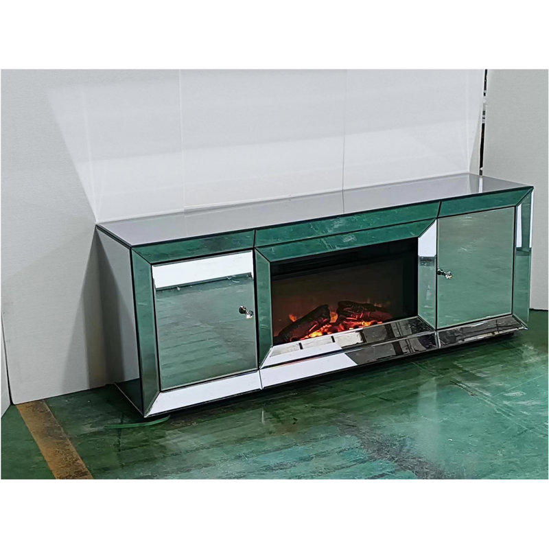 Crédence de rangement l 57 po avec foyer électrique Melveen