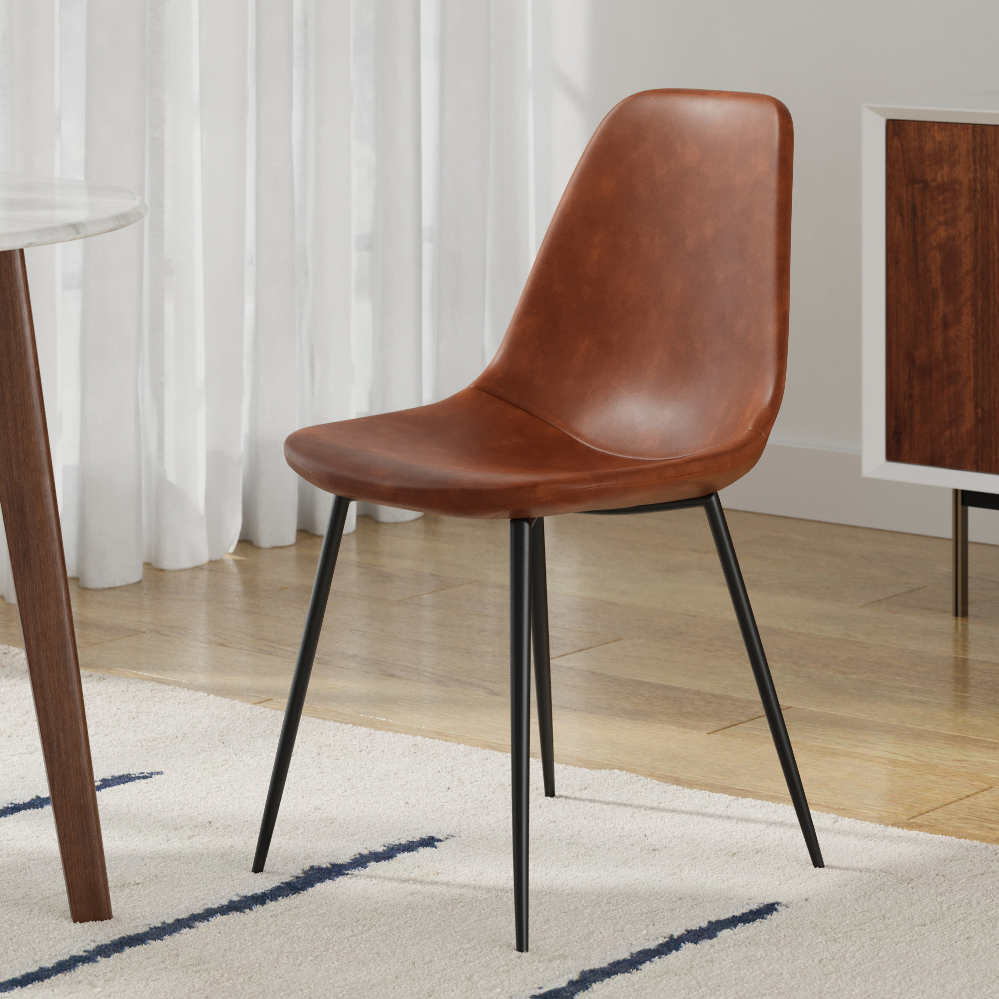 Kody Vegan Leather Side Chair, Saddle Vegan Leather