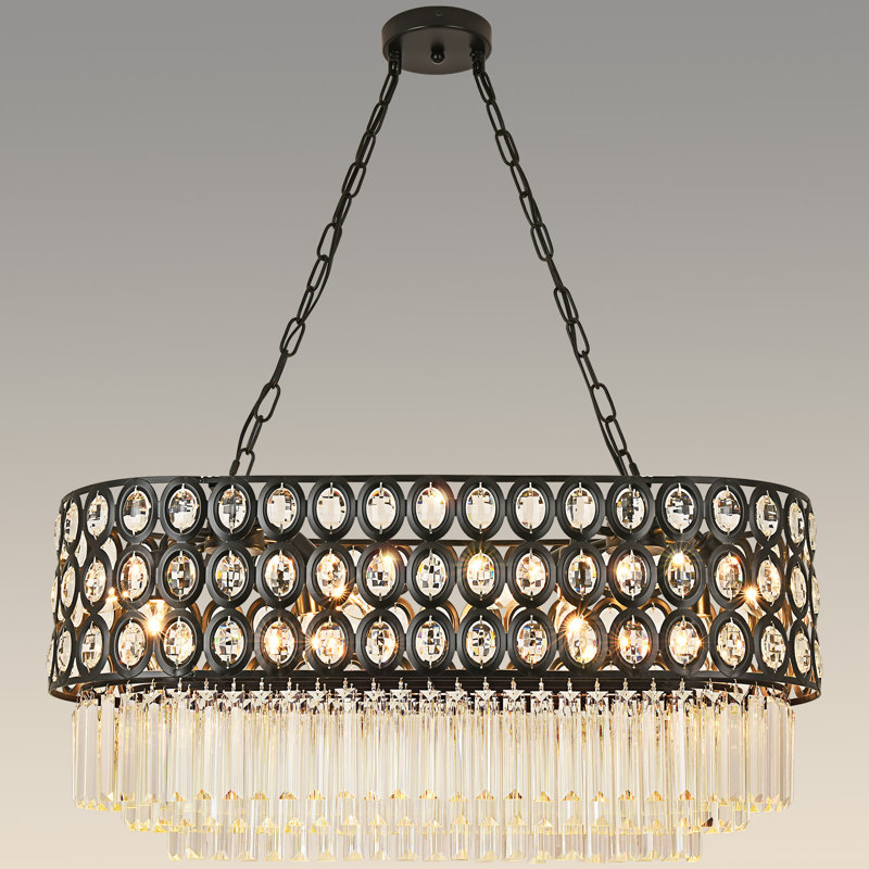 Lustre gradué à 8 lumières Erdenheim, Noir mat