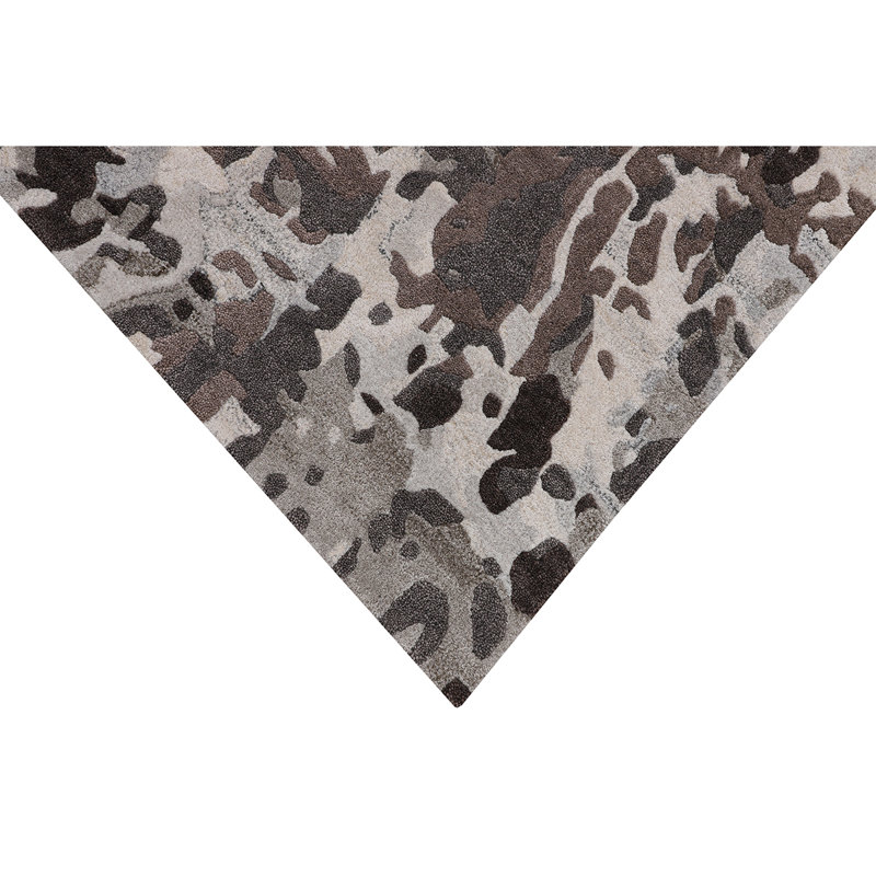 Hand Woven Wool Abstract Area Rug, Rectangle 3'10" x 5'11"
