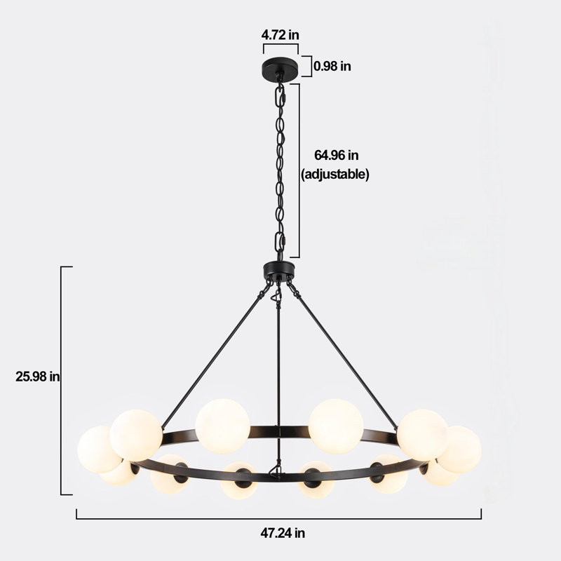 Chupp 12 - Light Chandelier Bubble Chandelier Lighting Black Wagon Wheel Chandelier Light Fixture