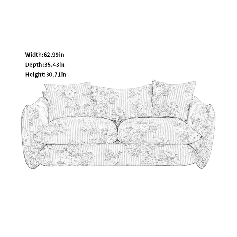 Canapé en tissu de style rétro, 2, H 30,71 po x l 62,99 po x P 35,43 po