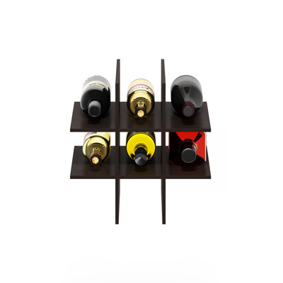 Furinno Cubicle 9-Compartment Bottle Storage Cube Organizer Insert, Dark Oak (Does not fit IKEA Kallax Shelving)