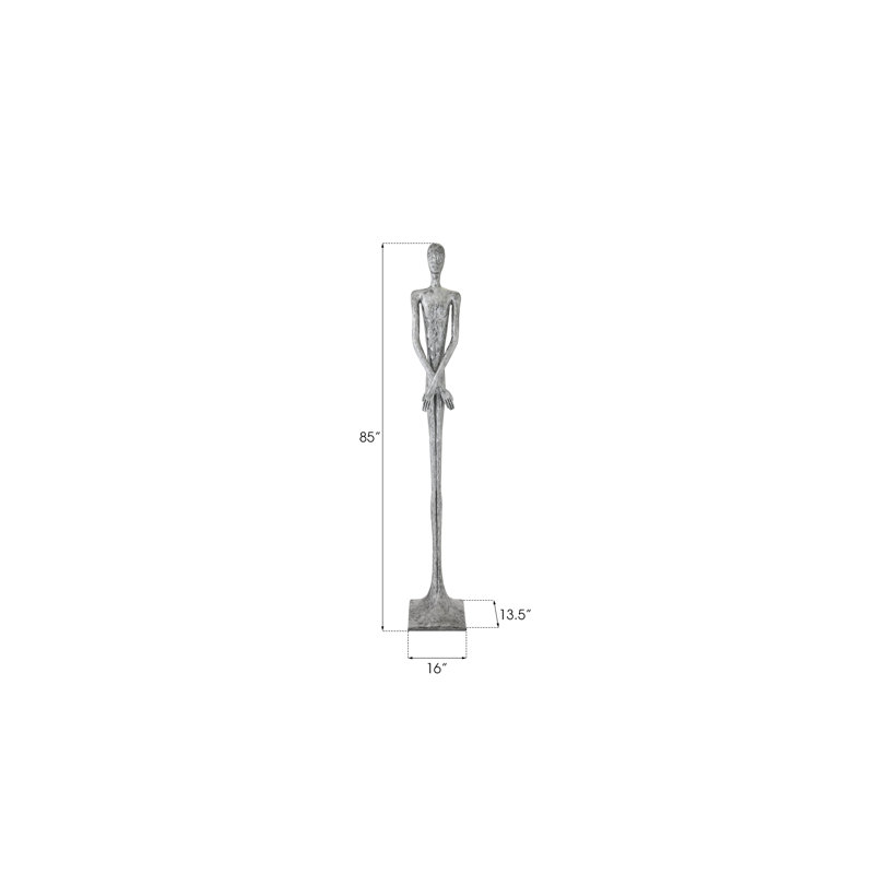 Lloyd Skinny Male Statue, Liquid Silver, 85" H x 16" W x 13.5" D
