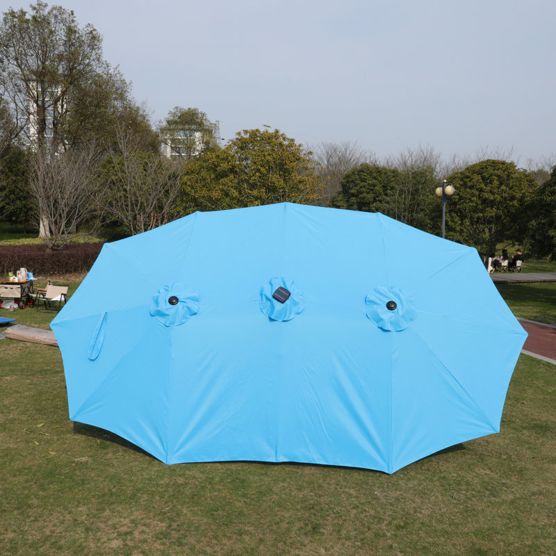 Parasol de météo rectangulaire avec - évent de jardin double 15 pi bleu