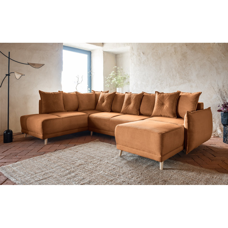 Lazy Lukka 8 Seater Sofa Bed, Orange, Right Hand Facing