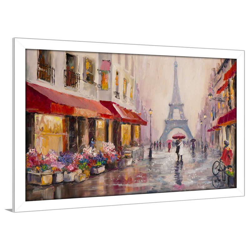 «Paris France», reproduction encadrée, H 21,5 po x l 27,5 po x P 0,75 po, Cadre blanc