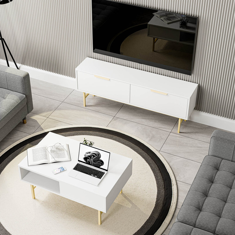 Covedale 2 - Piece Living Room Table Set, White/Gold