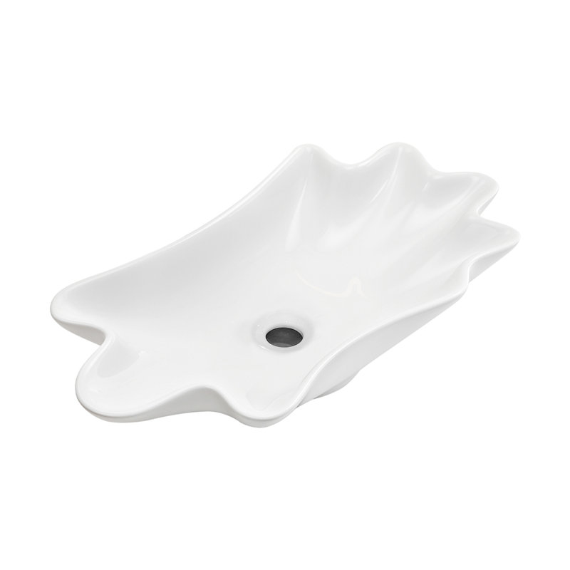 Vasque de salle de bain en forme de coquille 24 po x 13 po, à poser sur comptoir, blanche, sans garniture (comprend uniquement la vasque).