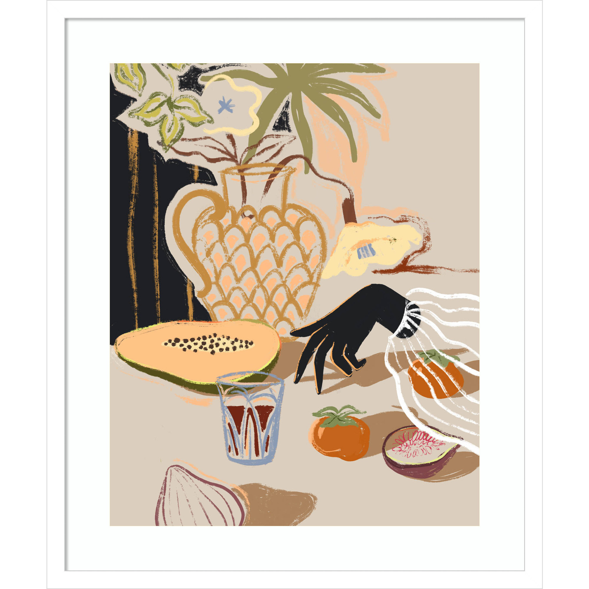 Fruitful Spread by Arty Guava Wood Framed Wall Art Print, White, 25" H x 21" W