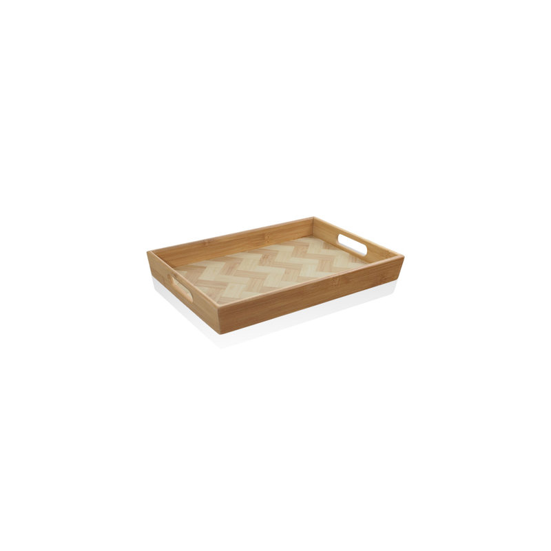Plateau de service élégant en bambou, 12,9 x 9,1 x 1,6 pouces | 100% bambou naturel, finition noyer | Idéal pour recevoir, déjeuner au lit et décorer la maison | Conception robuste, légère et facile à transporter