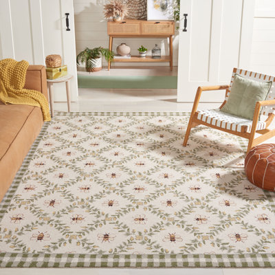 Tapis floral en laine fait à la main Elara