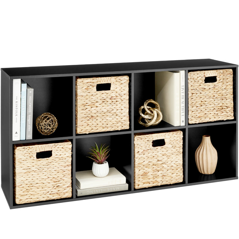 Bookshelf, 11in Display Storage System, Organizer w/ Removable Back Panels, (8 Shelves) 24"H x 47.85"W x 11.5"D, Black