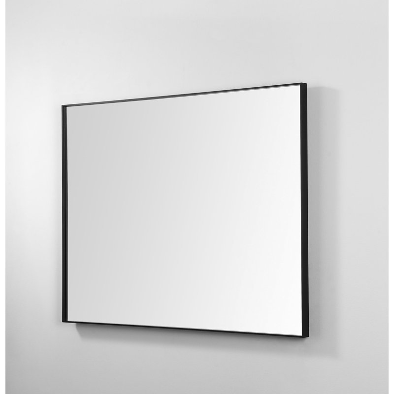 Aliyannah Solid Metal Frame Flat Mirror, 27.5" H x 35.5" W x 0.25" D, Matte Black