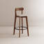 Tabouret à hauteur de comptoir en bois massif 18 po avec coussin en lin doux-230393490