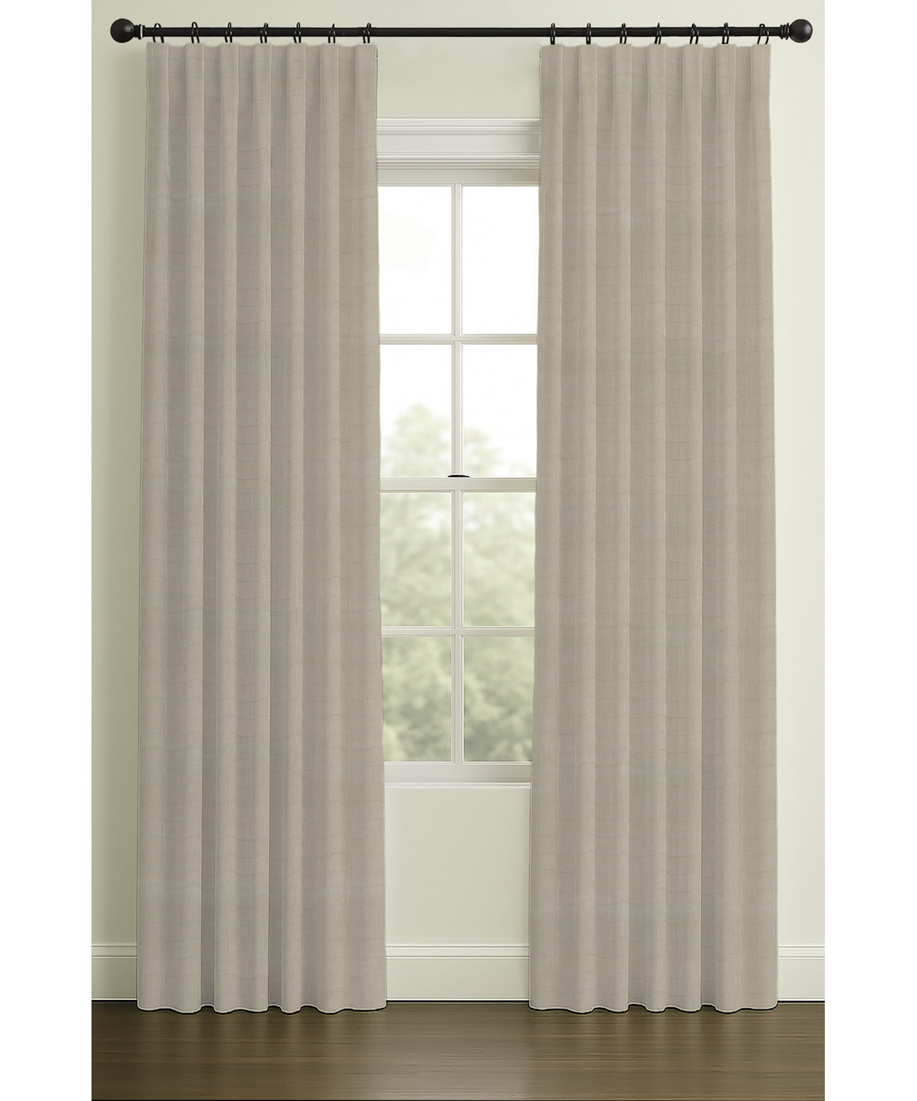 Ellora Embroidered Cotton Curtain in Natural, Single, 50" W x 84" L, Rod Pocket