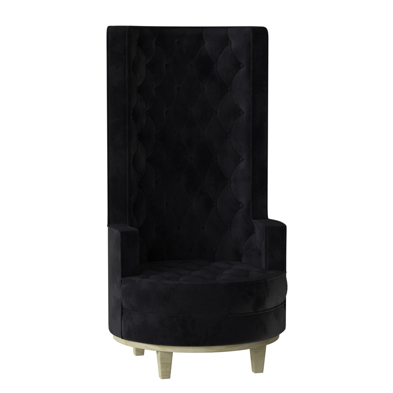 Norma Wingback Chair, Natural, Bella Black Performance Velvet