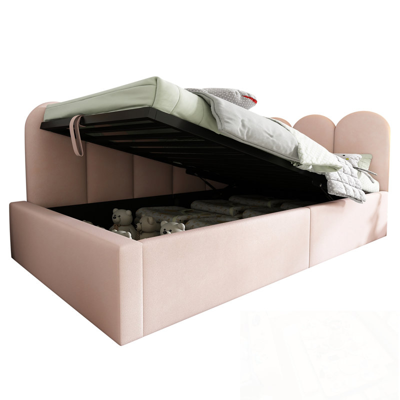 Lit de jour rembourré avec rangement hydraulique, Rose