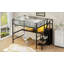 Lit mezzanine double en métal avec bureau