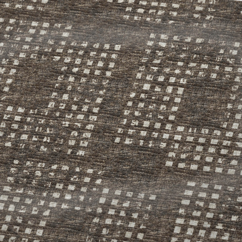 Jeté en polyester One Touch, Motif géométrique brun