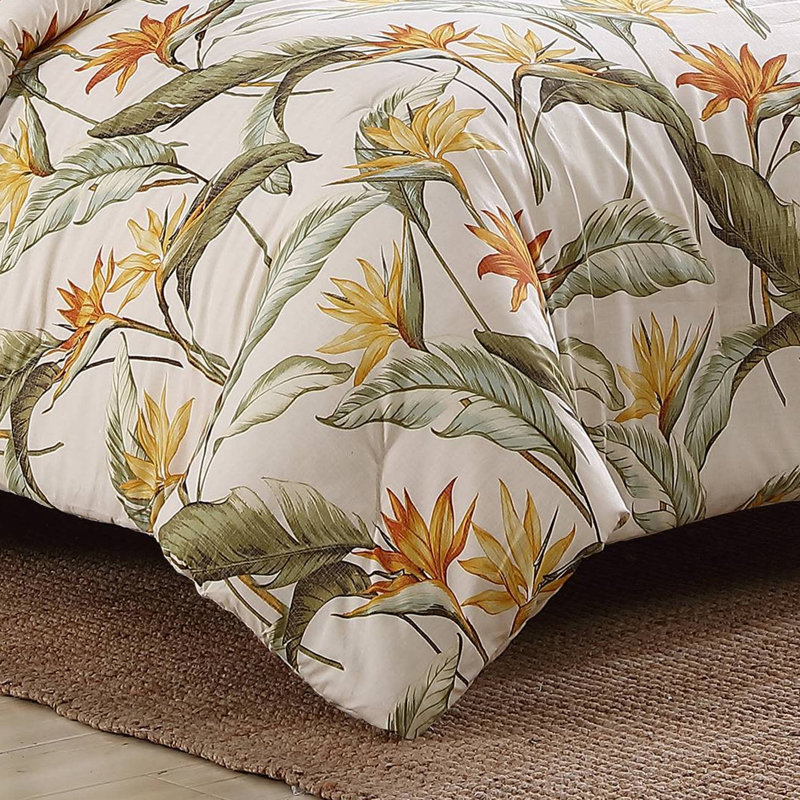 Birds of Paradise Beige Cotton Queen Duvet Cover Set