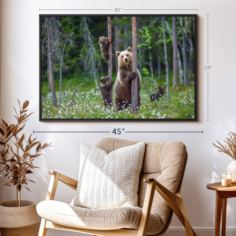 Animal «Bears In Forest», art mural, H 29 po x l 43 po