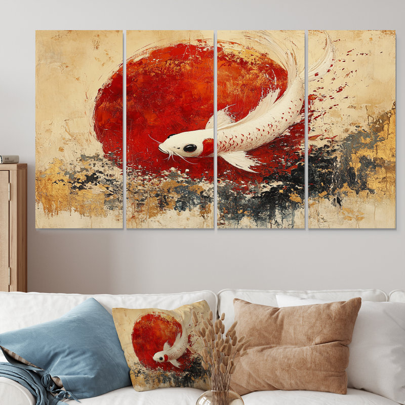 Zodiaque chinois blanc et rouge, H 28 po x l 48 po